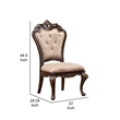 Pemberly Row Set of 2 Tufted Dining Chairs in Cherry Brown with Beige Upholstery