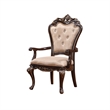 Pemberly Row 2Pc Tufted Dining Armchairs in Cherry Brown with Beige Upholstery