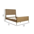 Pemberly Row King Platform Bed with Woven Cane Headboard and 4 Slats in Brown