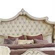 Pemberly Row King Bed with French Carved Scalloped Headboard & Tufting in Ivory