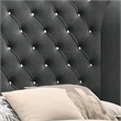 Pemberly Row Wingback Queen Bed w/ Acrylic Button Tufting - Charcoal Gray Velvet