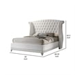 Pemberly Row Wingback Queen Bed with Crystal Button Tufting & Nailhead Trim