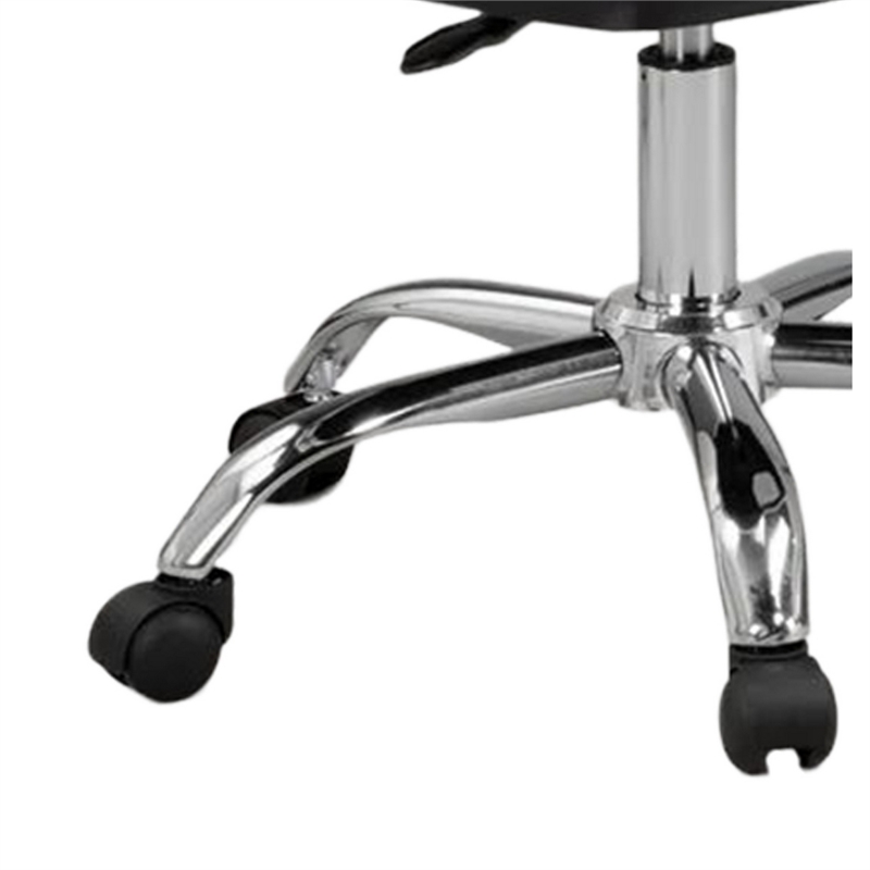 Pemberly Row Adjustable Swivel Office Chair w/ Chrome Base in Black Faux Leather