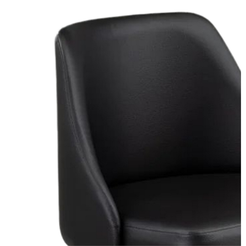 Pemberly Row Adjustable Swivel Office Chair w/ Chrome Base in Black Faux Leather