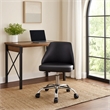 Pemberly Row Adjustable Swivel Office Chair w/ Chrome Base in Black Faux Leather