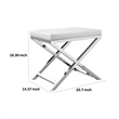 Pemberly Row Accent Stool with Padded Seat and Crossed Chrome Legs in White