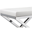 Pemberly Row Accent Stool with Padded Seat and Crossed Chrome Legs in White