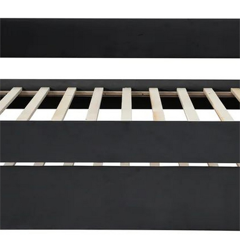 Pemberly Row Daybed with Pull Out Trundle and Nailhead Trim in Black Velvet