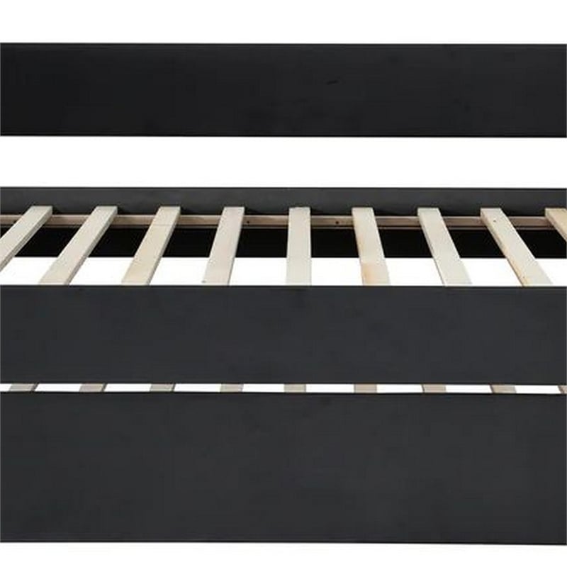 Pemberly Row Daybed with Pull Out Trundle and Nailhead Trim in Black Velvet