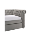 Pemberly Row Chesterfield Daybed w/ Trundle & Crystal Button Tufting - Dove Gray