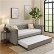 Pemberly Row Chesterfield Daybed w/ Trundle & Crystal Button Tufting - Dove Gray