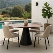 Pemberly Row 49 Inch Round Dining Table with Black Pedestal Base in Walnut