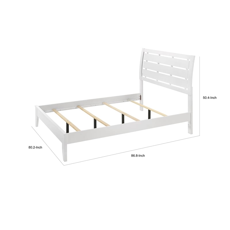 Pemberly Row King Bed with Slatted Headboard and Chamfered Legs in White