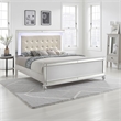 Pemberly Row Queen Bed with LED Lights & Tufted Faux Leather Headboard in White