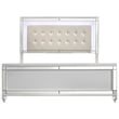 Pemberly Row Full Bed with LED Lights and Tufted Faux Leather Headboard in White