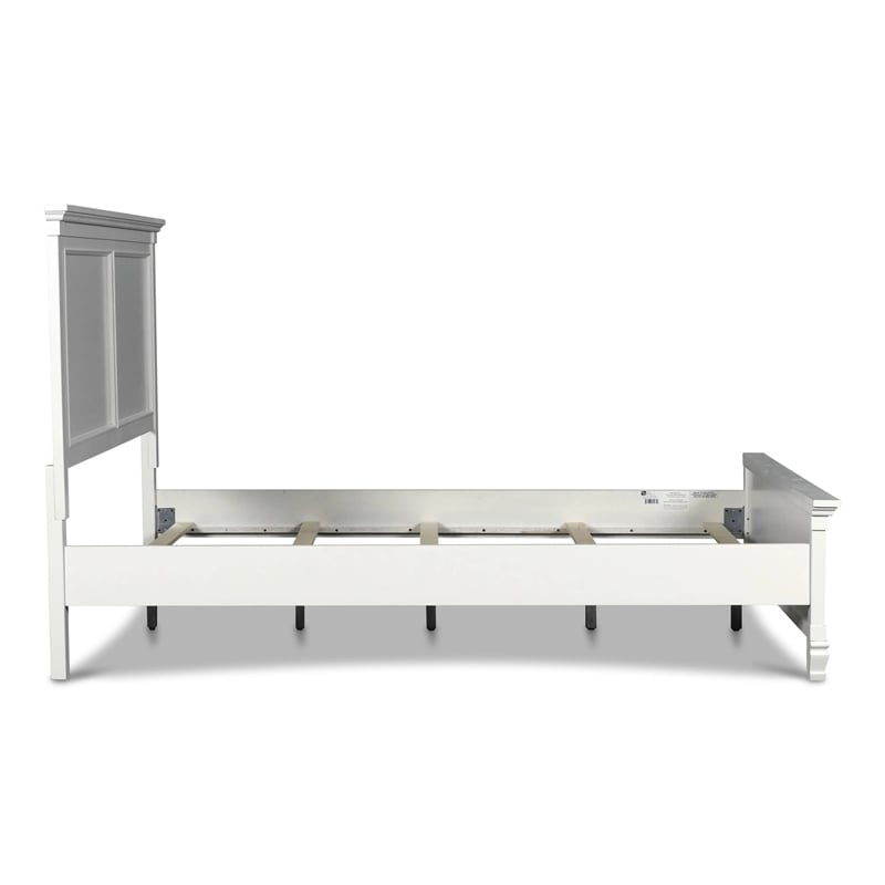Pemberly Row Queen Size Bed with Classic Panel Design & Molded Details in White
