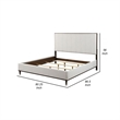 Pemberly Row King Bed with Gray Fabric Upholstery & Under Bed Clearance in White