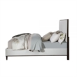 Pemberly Row King Bed with Gray Fabric Upholstery & Under Bed Clearance in White