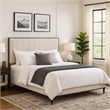 Pemberly Row King Bed with Gray Fabric Upholstery & Under Bed Clearance in White