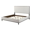 Pemberly Row Queen Bed w/ Gray Fabric Upholstery & Under Bed Clearance in White