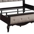 Pemberly Row King Bed with Tufted Headboard and Cabriole Legs in Beige and Black