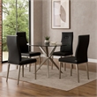 Pemberly Row 4Pc Faux Leather Dining Chairs with Stainless Steel Legs in Black