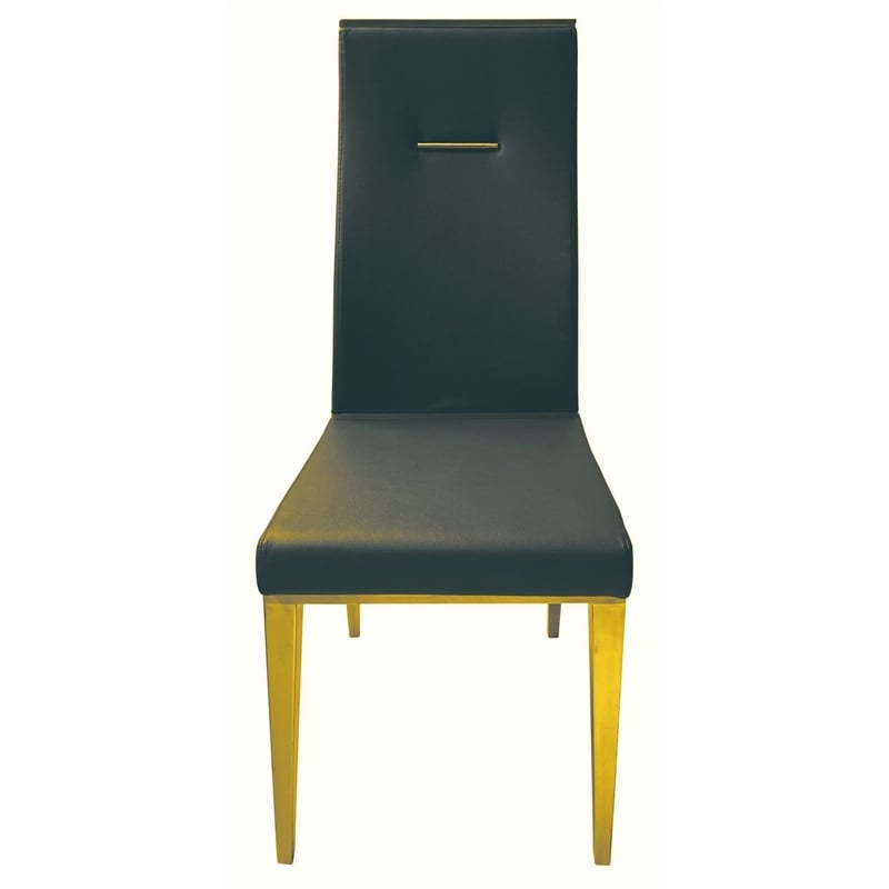 Pemberly Row Set of 4 Faux Leather Dining Chairs with Steel Base in Dark Gray