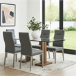 Pemberly Row Set of 4 Faux Leather Dining Chairs with Steel Base in Dark Gray