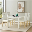 Pemberly Row Set of 4 Vegan Leather Dining Chairs with Gold Metal Base in White