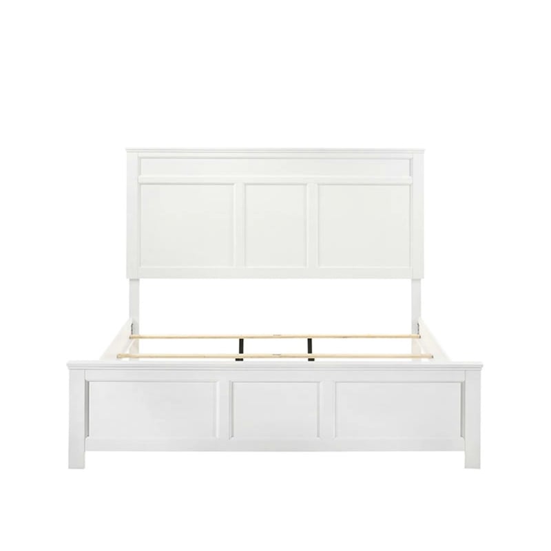 Pemberly Row King Bed with Carved Panel Design in Pristine White Rubberwood
