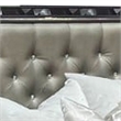 Pemberly Row Queen Bed with LED Headboard & Silver Faux Leather Tufting in Black