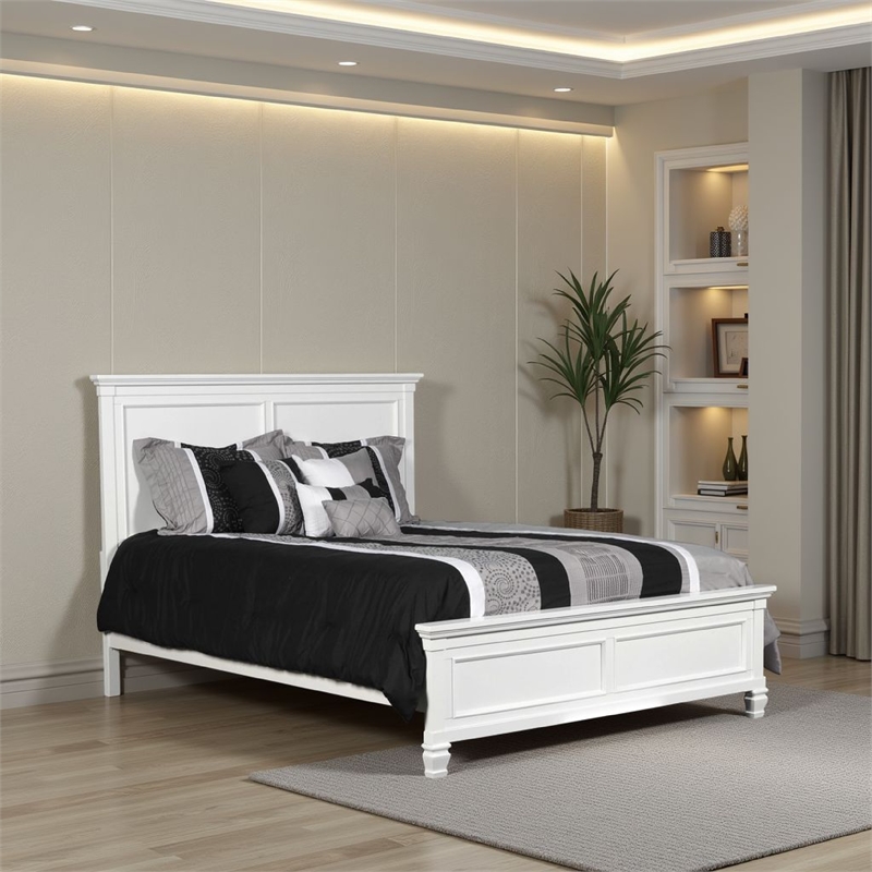 Pemberly Row Twin Bed with Classic Panel Design and Molded Trim in White
