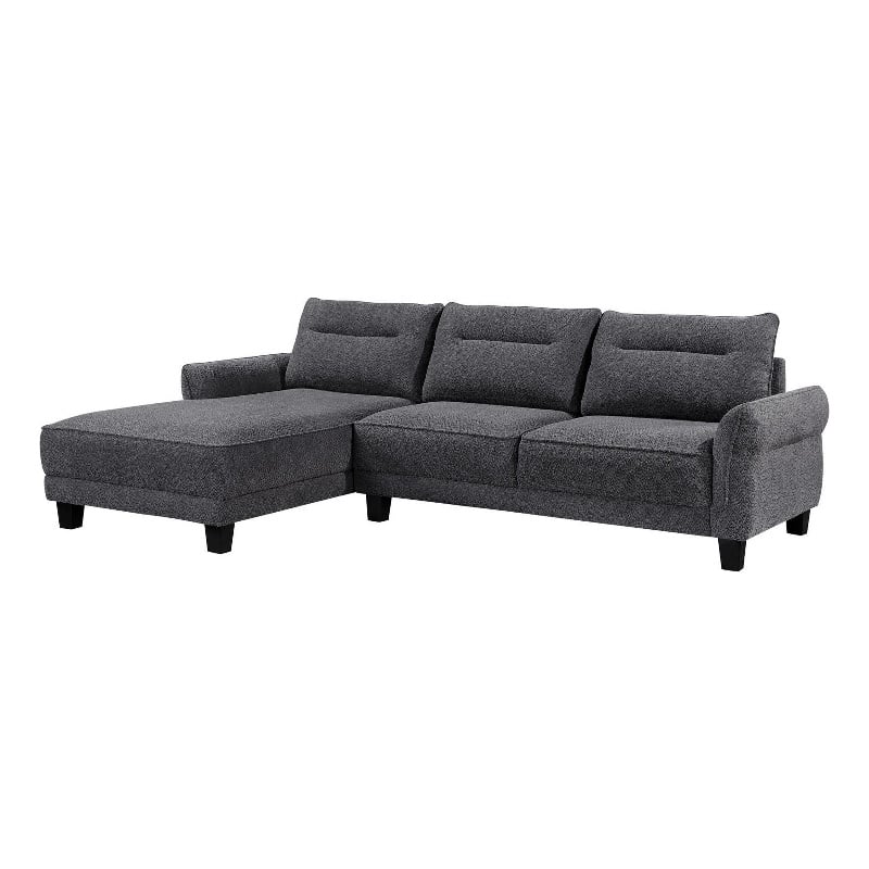 Pemberly Row 110 Inch 2 Piece Sectional Sofa with Chaise and Welt Trim in Gray