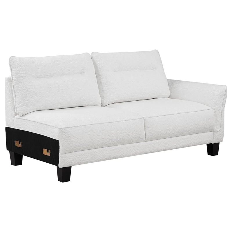 Pemberly Row 110 Inch 2 Piece Sectional Sofa with Chaise and Welt Trim in White