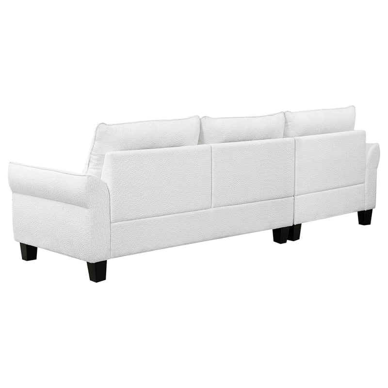 Pemberly Row 110 Inch 2 Piece Sectional Sofa with Chaise and Welt Trim in White