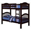 Pemberly Row Twin Over Twin Bunk Bed w/ Slatted Headboard & 14 Slats in Espresso