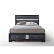 Pemberly Row Queen Bed w/ 3D Foil Veneer & Acrylic Trim Storage Drawers in Gray
