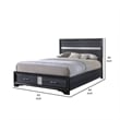 Pemberly Row Queen Bed w/ 3D Foil Veneer & Acrylic Trim Storage Drawers in Gray