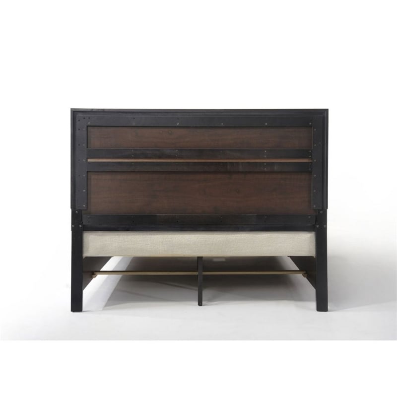 Pemberly Row Queen Bed w/ 3D Foil Veneer & Acrylic Trim Storage Drawers in Gray