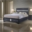 Pemberly Row Queen Bed w/ 3D Foil Veneer & Acrylic Trim Storage Drawers in Gray