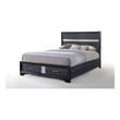 Pemberly Row Queen Bed w/ 3D Foil Veneer & Acrylic Trim Storage Drawers in Gray