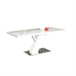 Pemberly Row 63 Inch White Lacquered Dining Table with Stainless Steel Base