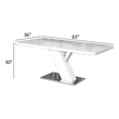 Pemberly Row 63 Inch White Lacquered Dining Table with Stainless Steel Base