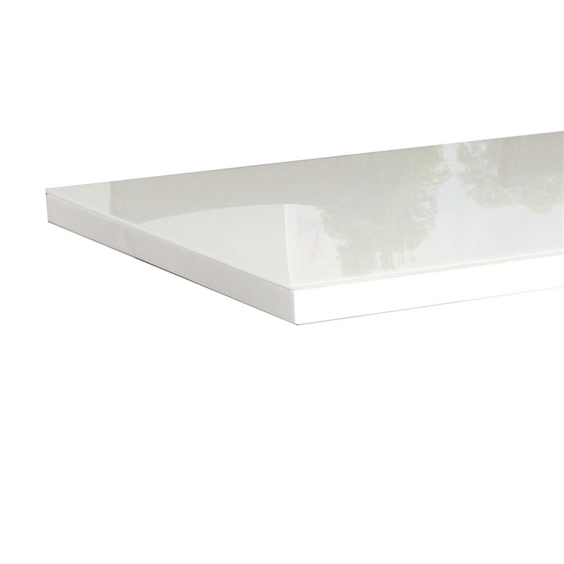 Pemberly Row 63 Inch White Lacquered Dining Table with Stainless Steel Base