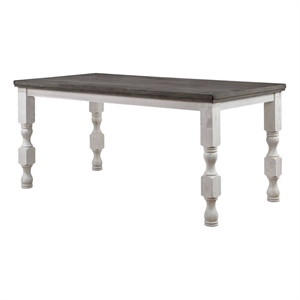 Pemberly Row 79&quot Counter Height Dining Table with Plank Top in White & Gray