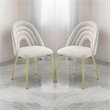 Pemberly Row Set of 2 Sherpa Dining Chairs with Hollow Back & Gold Legs in White