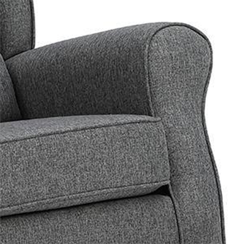 Pemberly Row Channel Tufted Rocking Chair with Pocket Coil Seat in Dark Gray