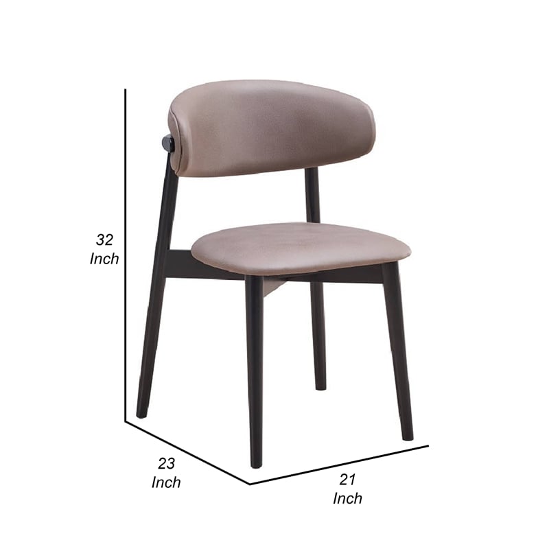 Pemberly Row Set of 2 Mid Century Dining Chairs with Turned Legs in Gray & Black