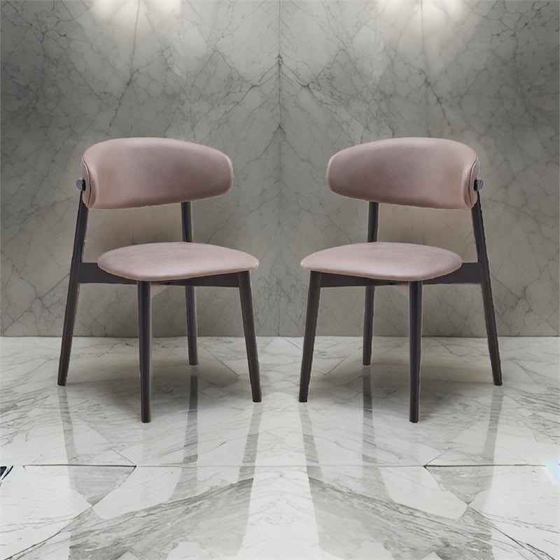 Pemberly Row Set of 2 Mid Century Dining Chairs with Turned Legs in Gray & Black