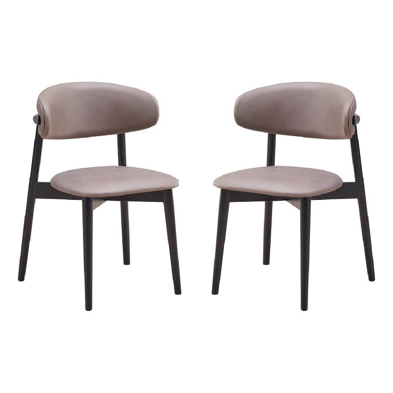 Pemberly Row Set of 2 Mid Century Dining Chairs with Turned Legs in Gray & Black
